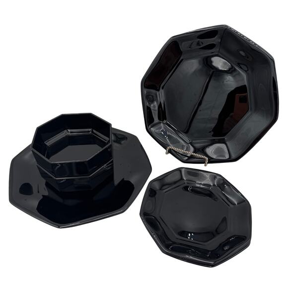 Vintage Dinner Plates in Black Octime by Arcoroc Set of 3, 10.5" - Picture 8 of 10